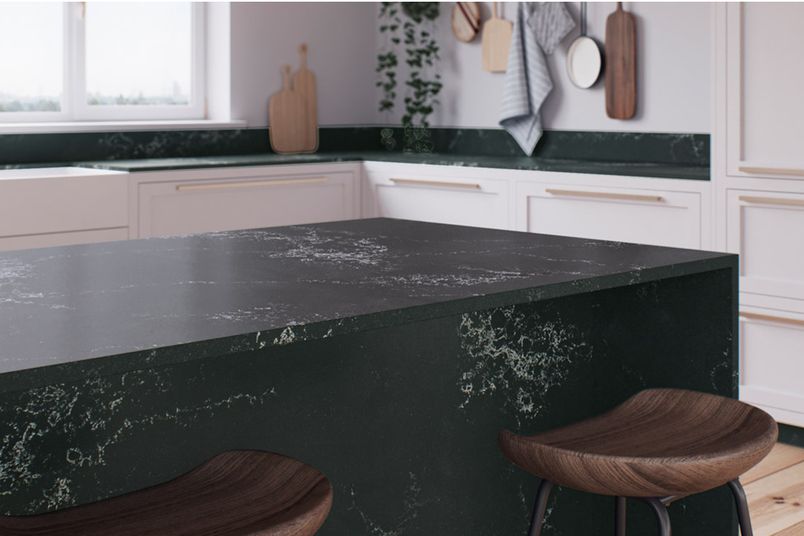 black caesarstone benchtops