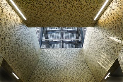 Spectacular perforated metal underpass, Como train station