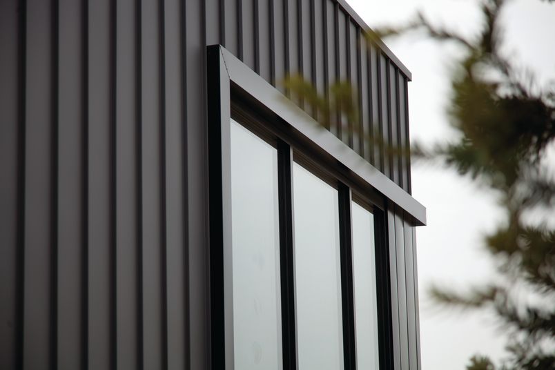 Stramit’s SharpLine architectural cladding forms a striking profile with sharp ribs and flat panels.