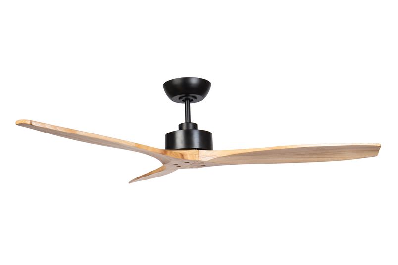 The Fanco Wynd ceiling fan in black with natural blades.