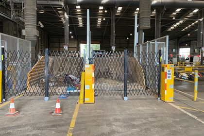 Security mobile trellis doors secure recycling facilities