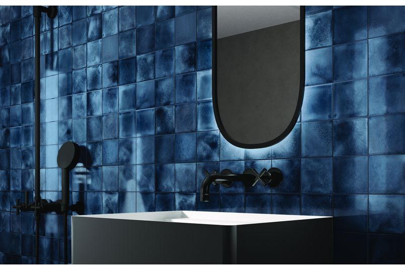 Karl mosaic tiles have a handcrafted look with a highly glazed, undulating surface.
